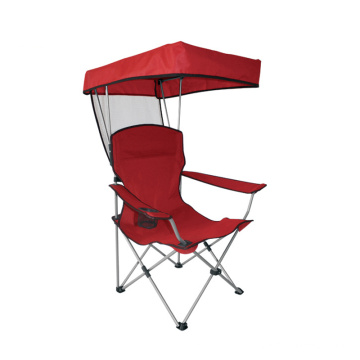 Outdoor leisure camping chair with sunshade easy carry folding metal chair on sale
